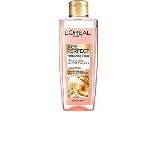 Image of L'Oreal Paris Age Perfect Smoothing and Anti Fatigue Vitamin C Refreshing Toner, Black, Ultra-Invigorating Formula Exfoliates, Smooths, and Energizes the Skin, 200 ml (Pack of 1)