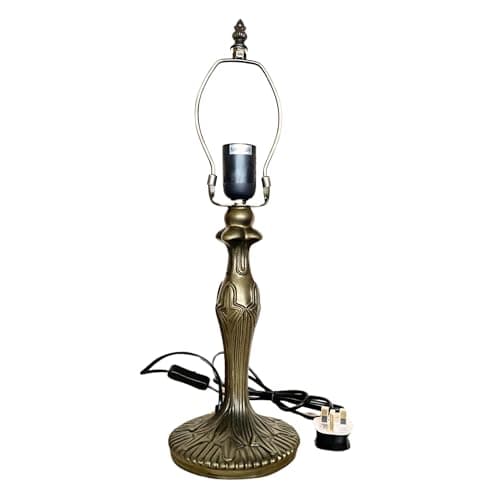 Image of Loxton Lighting Table Lamp Base and Harp with UK Plug, Antique Brass Finish, Height 49cm, 30cm Dia Tiffany Shade Compatible, (L311)