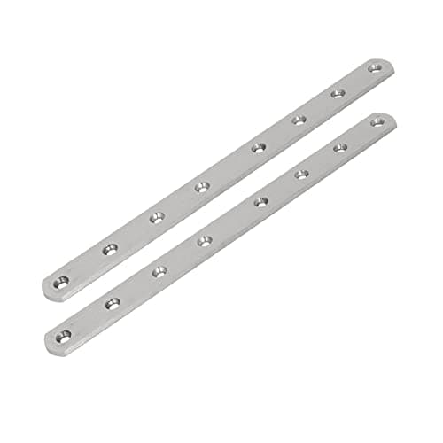 Image of TA-VIGOR 2Pcs Flat Fixing Mending Plates, Stainless Steel Straight Brace Brackets Mending Repair for Wood Connector 295mmx25mmx4mm Silver