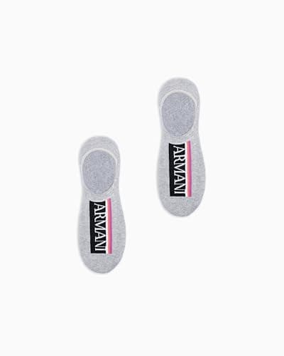 Image of EMPORIO ARMANI Woman Sponge Logo Band 2-Pack Long Socks Grey S/M