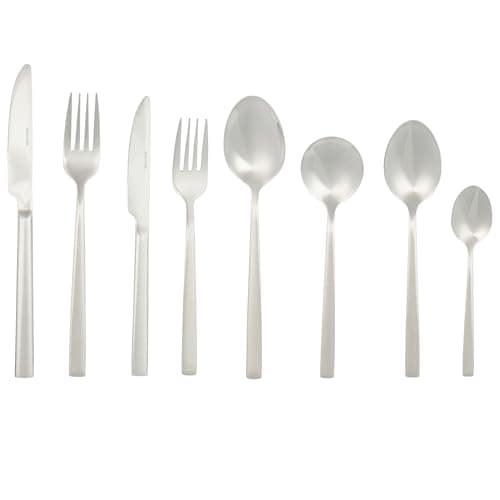 Image of Salter Winslow 44 Piece Cutlery Set – 18/0 Stainless Steel Silverware, Service for 6 People, Includes Knives, Forks, Teaspoons, Soup Spoons, Serving Spoons and Dessert Cutlery, 25 Year Guarantee