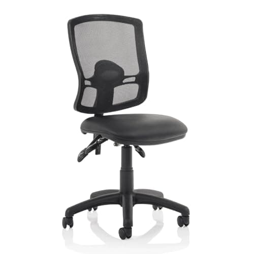 Image of OPO Eclipse Plus III Deluxe Mesh Back Operator Chair | Enhanced Deeper Seat with Extra Large Mesh Backrest and Optional Armrests | Triple Levers Mechanism None Black Leather