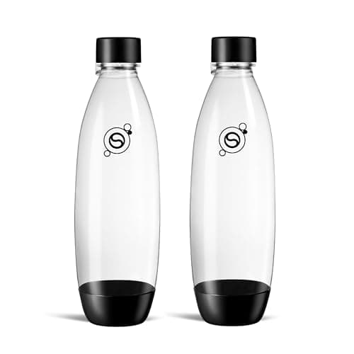 Image of sodastream 1L Twin Pack Dishwasher Safe Slim Bottle (Black)