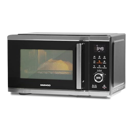 Image of Daewoo Actuate 26L 5-in-1 Air Fryer Microwave Oven – 2400W Combination Oven with Grill, Bake, Reheat, Defrost – One Touch Cooking, Accessories Included, Space-Saving Kitchen Appliance – Black