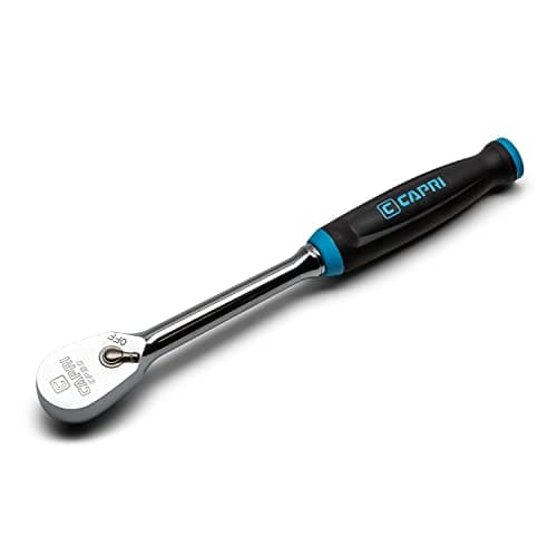 Image of Capri Tools 3/8 in. Drive Fine 90-Tooth Ratchet, Ergonomic Soft Grip, 9.5 in. Long