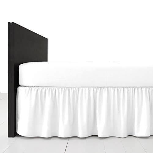 Image of AmigoZone Plain Pollycotton Frilled Bed Base Valance Sheet (White, Single)