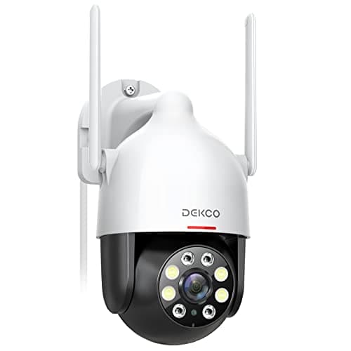 Image of DEKCO 2K Security Camera Outdoor with Motion Tracking, Pan-Tilt 360° View, CCTV Camera, Sound-Lights Alarm, Home WiFi Camera, Color Night Vision (1-Pack)
