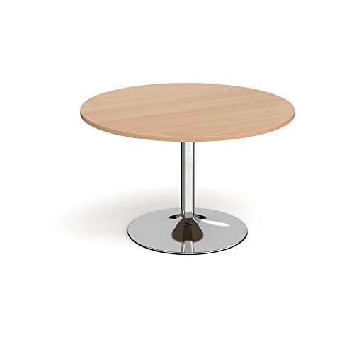 Image of Mr Office Trumpet base circular boardroom table - chrome frame, Beech, 1200