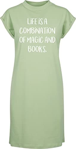 Image of Hippowarehouse Life is A Combination of Magic and Books t-Shirt Dress Women's Adults Nightie Nightdress