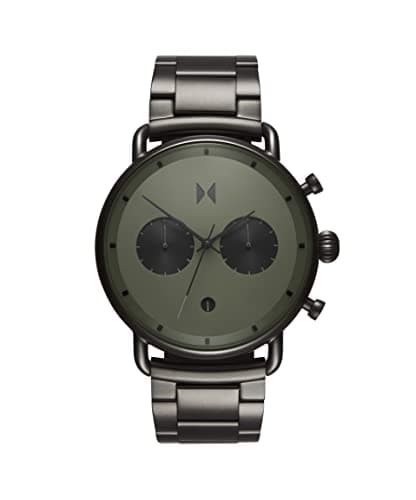 Image of MVMT Blacktop Chronograph Watch in Stainless Steel and Leather Bands
