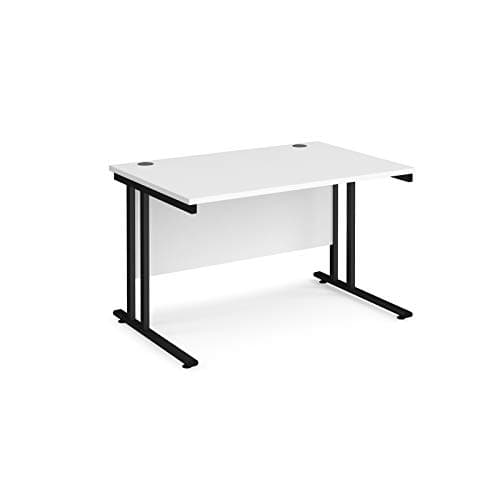 Image of Mr Office Maestro 25 straight desk 800mm deep - black legs, White, 1200