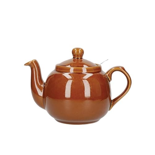 Image of London Pottery Farmhouse Loose Leaf Teapot with Infuser, Ceramic, Rockingham Brown, 4 Cup (1.2 Litre)
