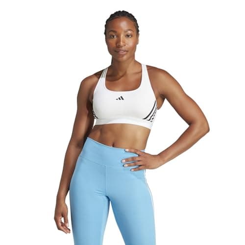 Image of adidas Women's Powerreact Training Medium Support 3-Stripes Bra Sports, Opaque, White/Black, (3X-Large) DD/F