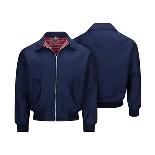 Image of WALKER AND HAWKES - Men's Black Classic Harrington Sports Smart Casual Spring Jacket - Navy - Large
