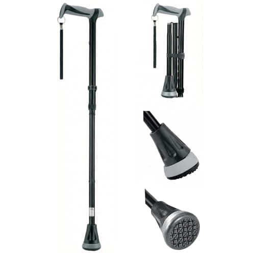 Image of Life All-Terrain Walking Stick with Ergonomic Palm-Comfort Handle, Adjustable & Foldable Lightweight Cane with Pivoting Shock-Absorbing Non-Slip Base, Balance & Mobility Support for Men & Women