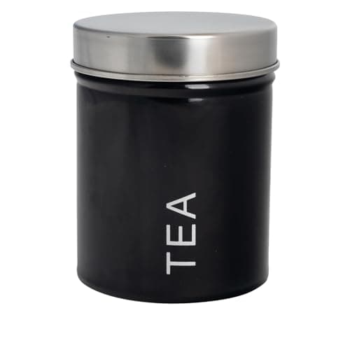Image of Harbour Housewares Metal Tea Storage Canister - Black - 1x Round Retro Food Storage Canister Tea Bag Caddy Food Preservation Container Tin with Airtight Fit Lid for Kitchen Organisation & Home Décor