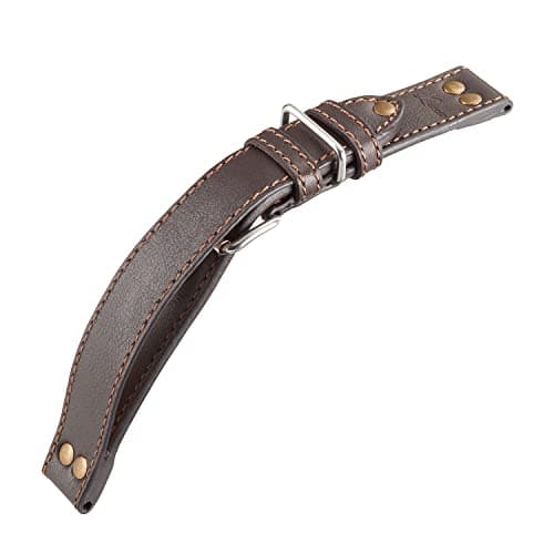 Image of Laco Aviator Watches Leather Strap - Observation Watches - XL 20mm - Closed - Brown - Rivets - Strap - Unique Quality - Outstanding Workman