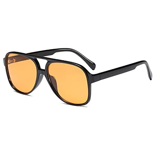 Image of YDAOWKN Classic Vintage Aviator Sunglasses for Women Men Large Frame Retro 70s Sunglasses UV400, Yellow