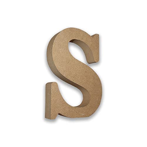 Image of Habercrafts Large Wooden MDF Letter S (13cm High x 2cm Deep) - 1 Piece - Capital Letter - Perfect for Home Decor, Parties & Weddings