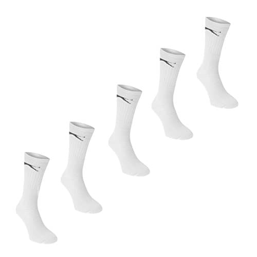 Image of Slazenger Mens 5 Pack Crew Socks Elasticated Ankle Opening Mens 7-11 White