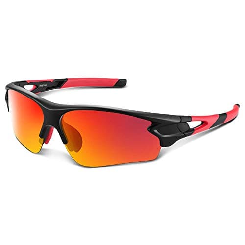 Image of BEACOOL Polarized Sports Sunglasses for Men Women Youth Running Cycling Hiking Baseball Golf Fishing Driving Motorcycle TAC Glasses UV400 Protection,Black Red