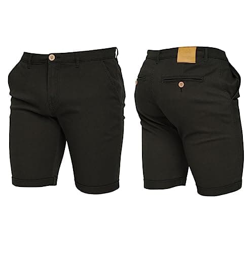 Image of Crosshatch Mens Stretch Slim Fit Chino Shorts with Pockets for Summer, Holiday, Golf by Jeanbase Black 34