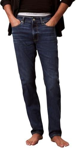 Image of Calvin Klein Men's Slim Dark Irving Jean LV04RE777G Jeans, Blue (Dark Irving), 34W / 32L
