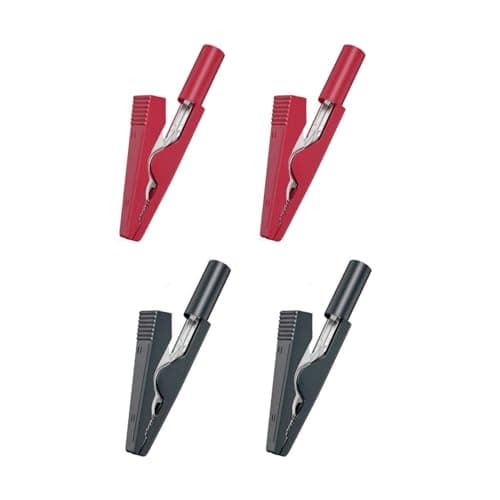 Image of JZK 4PCS Mini Electrical Test Cable Crocodile Clips Clamps, Insulated Multimeter Test Leads Alligator Clips with 2 mm Banana Jack for 2mm Test Probe & Banana Plug Connector, Red And Black