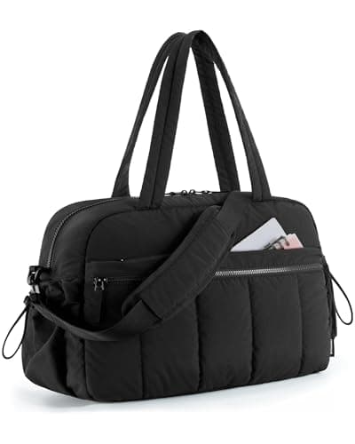 Image of BAGSMART Womens Gym Bag 24L Travel Bag for Weekend Overnight with Wet Pocket, Underseat Cabin Bag for EasyJet, Carry on for Ryanair & Trolley Sleeve, Ultra Lightweight, Black