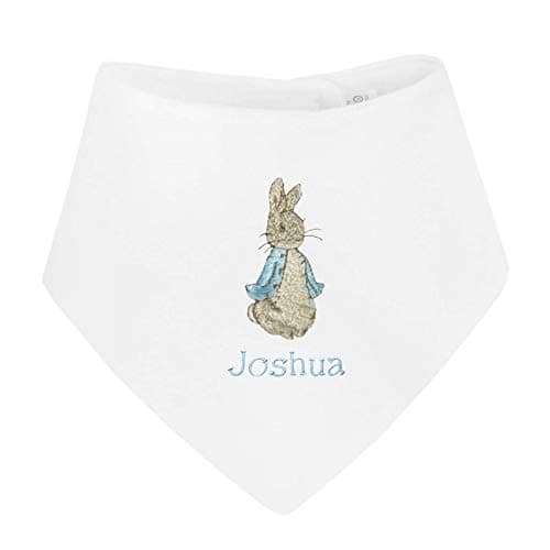 Image of Sew Sew Special Boy’s Personalised Peter The Rabbit Bandana Bib. (White)