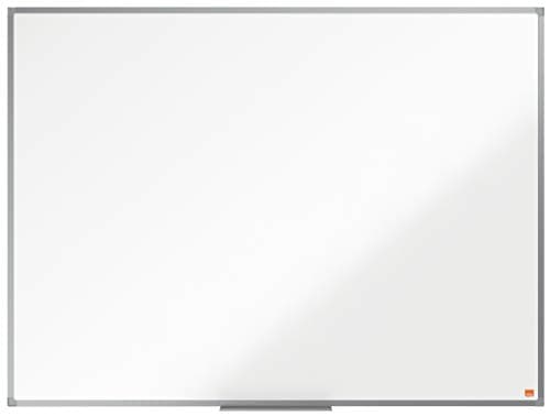 Image of Nobo Non-Magnetic Melamine Whiteboard, 1200 x 900mm, Aluminium Trim, Corner Wall Mounting, Includes Whiteboard Pen Tray, Essence Range, 120 x 90cm, White, 1915271
