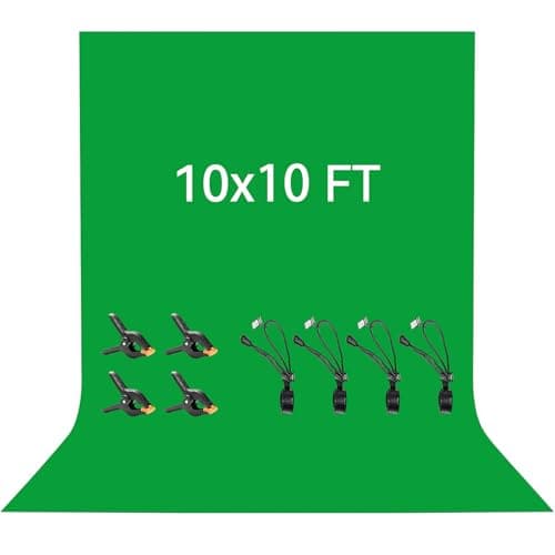 Image of Green Screen Backdrop 3 x 3 M / 10 x10 FT, Vevelux 100% Polyester Photography Background with 4 Spring Clamps & 4 Anti-Wrinkle Backdrop Clips Foldable Green Screen for Studio Photo Video Shooting