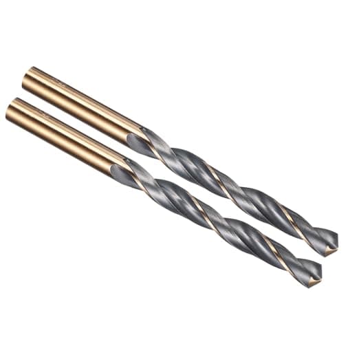 Image of PATIKIL 8mm Drill Bit, Jobber Straight Shank 4341 High-Speed Steel 118° Black and Gold Finish for Medium-hard Metal Steel Acrylic - 2 Pack