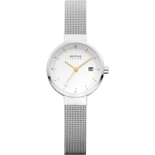 Image of BERING Women Analog Solar Collection Watch with stainless steel Strap and Sapphire Crystal 14426-001, Silver/Silver, 26 mm
