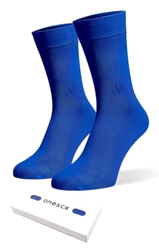 Image of ONESCK Super Soft Cotton Dress Socks Vibrant Plain Colours for Men (Royal Blue, 7-12)