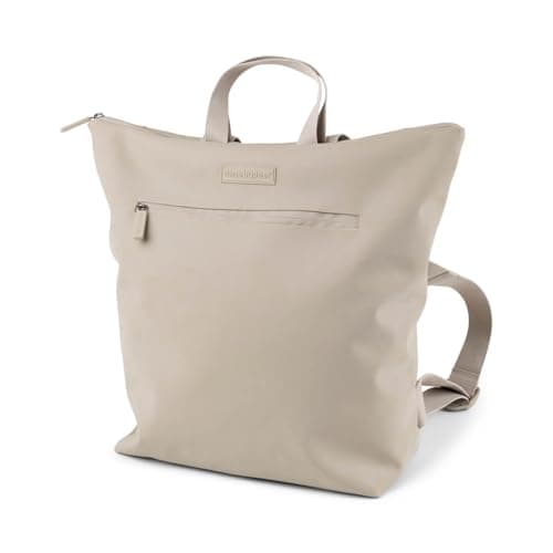 Image of Done by Deer Changing Backpack - Foldable Changing Mat and Two Pram Hooks Included - Changing Bag Made of 100% Recycled Polyester with PU Coating, beige, 45 x 15 x H 40 cm. Wickelunterlage: 55 x 35 cm