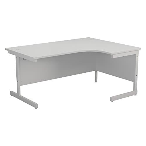 Image of Office Hippo Heavy Duty Right Corner Desk, Strong & Reliable Workstation With Integrated Cable Ports, PC Table for Office or Home - White Top / White Frame