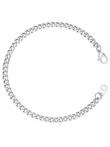 Image of ChainsHouse Cuban Link Bracelet for Men Women Thin Chain Silver Bracelets Hand Wrist Chains 3mm 16cm