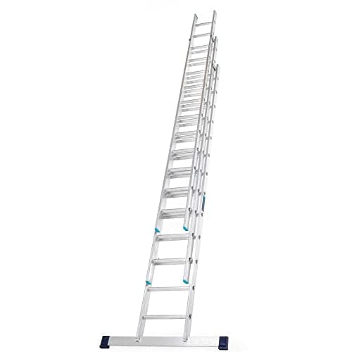 Image of TB Davies 8.5m/27.9ft, TASKMASTER 3 Section Extension Ladders, Aluminium Stabiliser Bar, Comfort D-Shaped Rungs, Reach Height 9.0m/29.4ft, EN131 Professional