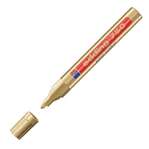 Image of edding 751 gloss paint marker - gold (metallic) - 1 paint marker - round tip 1-2 mm - paint pen for glass, pebbles, wood, plastic, paper - waterproof, high coverage
