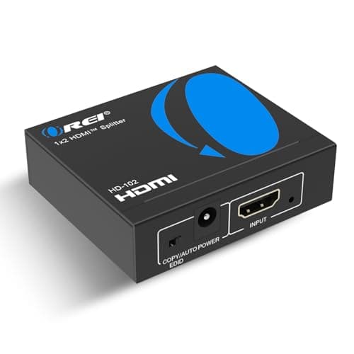 Image of OREI HDMI Splitter 1 in2 Out 4K - 1x2 HDMI Display Duplicate/Mirror - Powered Splitter Full HD 1080P, 4K @ 30Hz (One Input To Two Outputs) - USB Cable Included - 1 Source to 2 Identical Displays