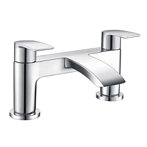 Image of Hapilife Bath Tap Waterfall Bathroom Bathtub Mixer Taps 2 Holes Tub Tap Monobloc Bath Filler Mixer Taps Chrome Dual Lever Mono Deck Mounted Modern