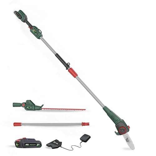 Image of Webb Eco 20V Long Reach 50cm Hedge Trimmer & 20cm Pruner Attachment, 2Ah Battery & Charger Included