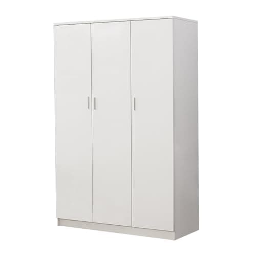 Image of Panana 3 Door Wardrobe with Hanging Rail, 6 Shelves Storage Cupboard Closet, Triple Wardrobe for Bedroom Furniture (White)