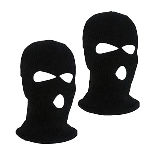 Image of NITAIUN 2 Pcs 3-Hole Full Face Balaclava Face Mask Black Ski Mask Unisex Windproof Warm Knitted Balaclava Soft Breathable Motorcycle Full Face Mask One Size for Outdoor Activities (Black)