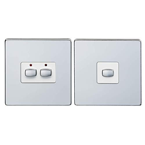 Image of Energenie MIHO092 MiHome 2-Gang Light Switch Chrome (Master/Slave) - Pack of 2 - (> Accessories)
