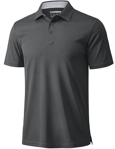 Image of MAGCOMSEN Mens Polo Shirts Sport Quick Dry Golf Polo Polyester Lightweight Breathable Short Sleeve Tops Dark Grey,2XL