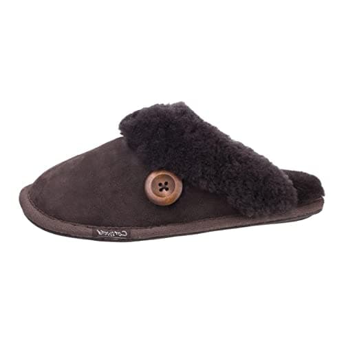 Image of Cotswold Lechlade Sheepskin Mule Slipper Female Chocolate Size 3
