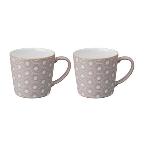 Image of Denby - Impression Pink Large Coffee Mug Set of 2 - 400ml Stoneware Ceramic Tea Mug Set - Dishwasher Safe, Microwave Safe