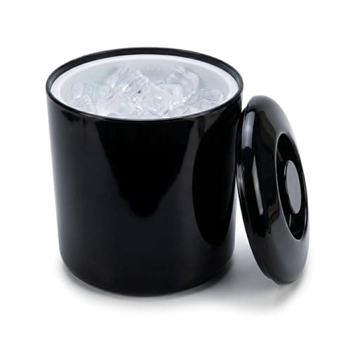 Image of Chabrias Ltd 4 Litre Black Insulated Ice Bucket with Lid & Drainage Liner - UK Made - Double Wall BPA-Free Plastic, Keeps Ice Fresher & Frozen Longer - Ice Bucket for Parties, Home Bar & BBQ - UK Made